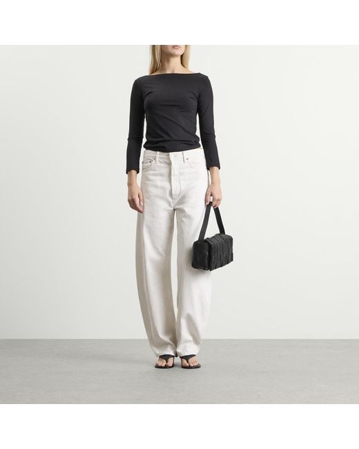 St. Agni Black Woven Envelope Slim Tote