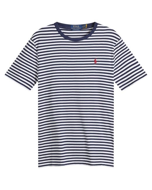 Polo Ralph Lauren Blue Stripe Logo T-Shirt for men