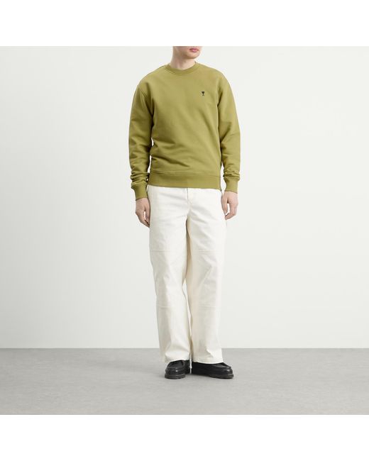 AMI Green Contrasted Ami De Coeur Sweatshirt for men