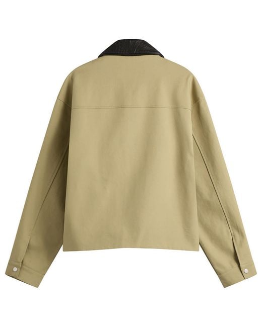 Cole Buxton Green Leather Collar Cottom Overshirt for men