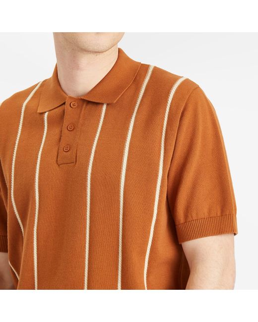 Percival Brown Micro Cable Knitted Polo for men