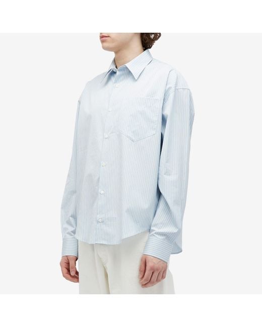 AMI Blue Stripe Boxy Shirt for men