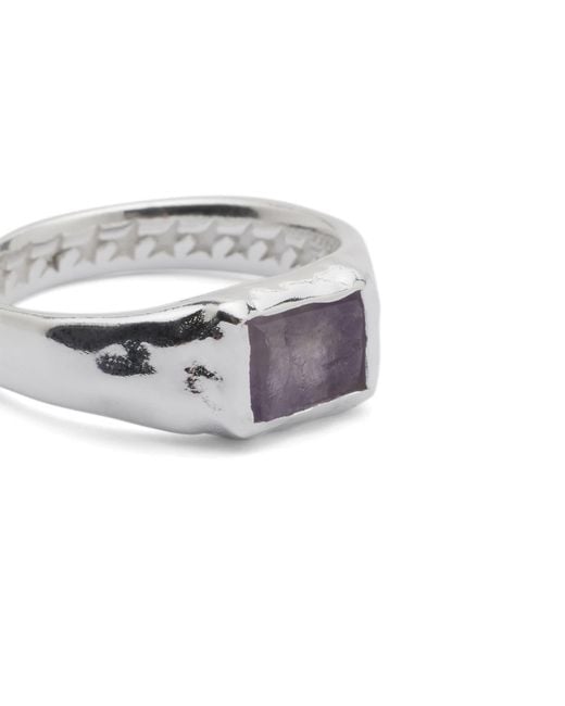 Twojeys White Rectangular Florite Stone Ring