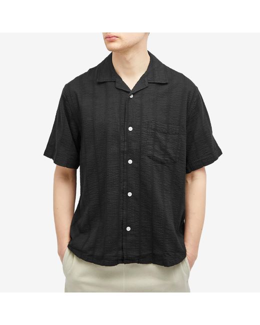 Corridor NYC Black Striped Seersucker Vacation Shirt for men