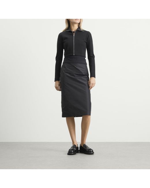 Jil Sander Black Zip Up Jacket With Ribbed Collar