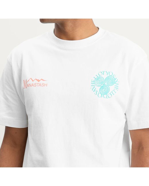 Manastash White Say Hello T-Shirt for men