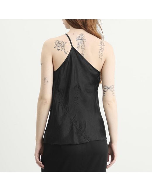 Rick Owens Black One Shoulder Slip Top