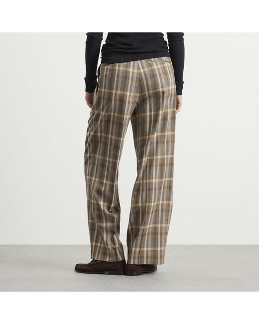 Auralee Gray Wool Check Two-Tuck Slacks