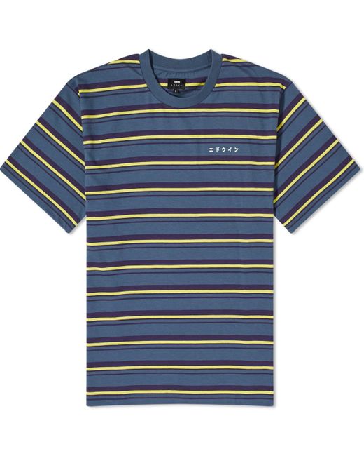 Edwin Blue Quarter Stripe T-Shirt for men