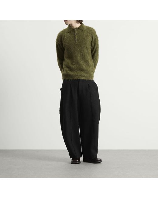 Auralee Green Super Kid Mohair Polo for men
