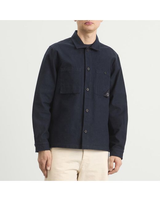 Folk Blue Anniversary Patch Overshirt for men