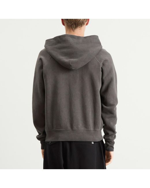Les Tien Gray Heavyweight Raglan Oil Washed Zip Hoodie for men