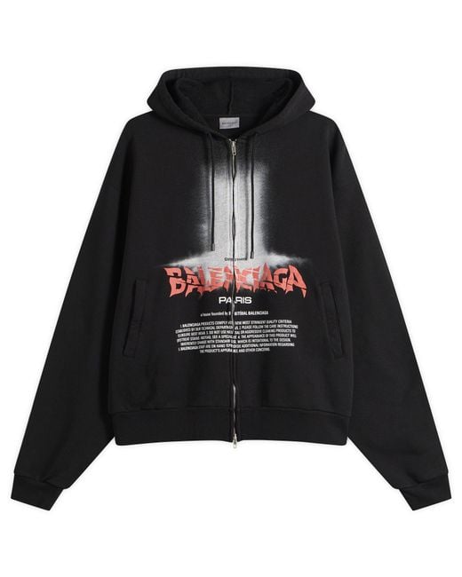 Balenciaga Black Oversized Zip-Up Hoodie for men