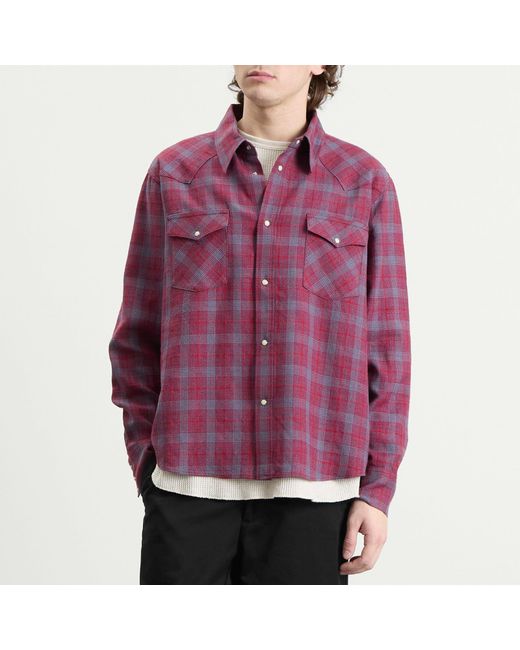 Visvim Purple Four Corners Check Shirt for men