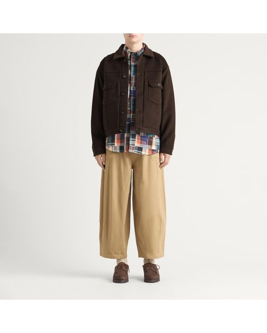 FRIZMWORKS Brown Solid Wool Trucker Jacket for men