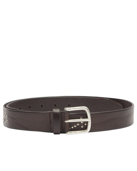 Andersons Brown Andersons Narrow Stud Trimmed Leather Belt for men