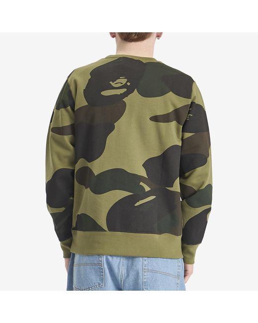 A Bathing Ape Green Giant 1St Camo By Bathing Ape Crew Sweatshirt for men