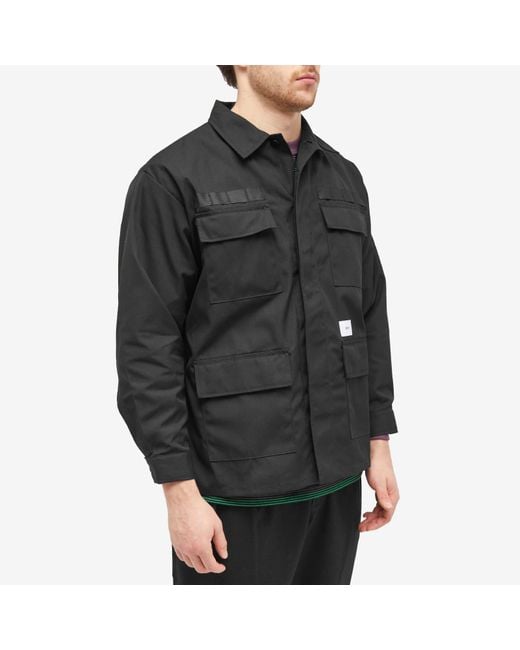 (w)taps Black 14 Printed Shirt Jacket for men