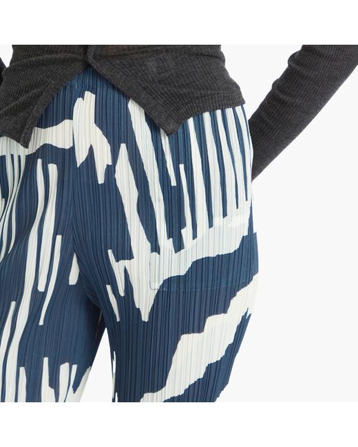 Pleats Please Issey Miyake Blue Refraction Print Pleated Trousers