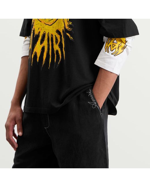 Amiri Black Script Linen Trouser for men