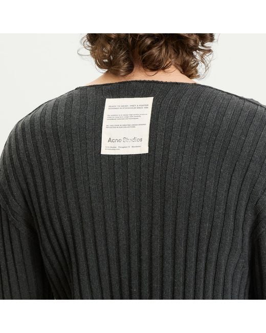 Acne Black Kartic Cotton Core Ribbed Jumper for men