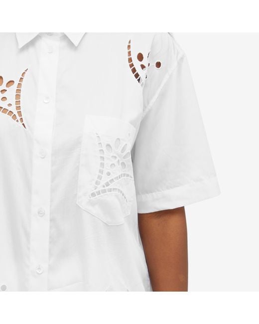 Isabel Marant White Bilya Embroidered Short Sleeve Shirt
