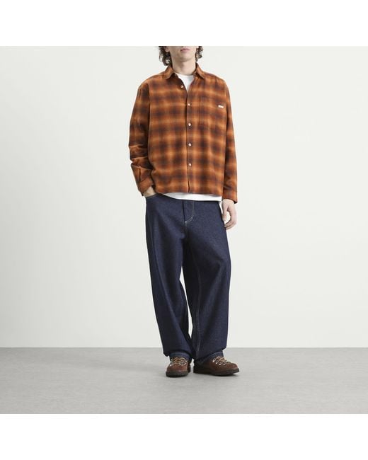 POLAR SKATE Brown Shadow Check Mitchell Shirt for men