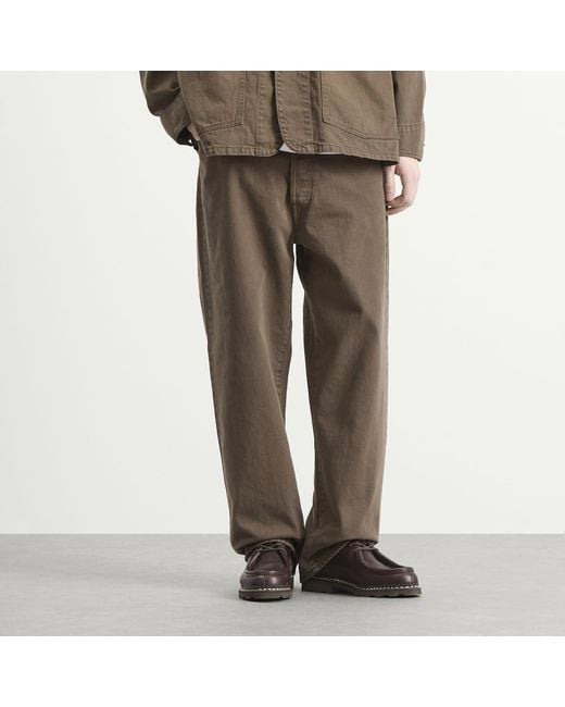 Unlikely Dry Goods Brown Time Travel Wide Jeans for men
