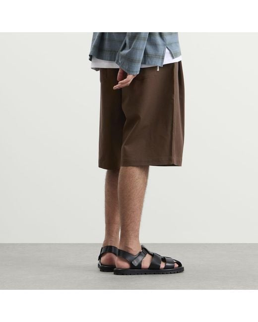 Porter James Brown Double Pleated Shorts for men