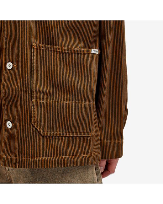 POLAR SKATE Brown Hickory Stripe Ezra Jacket for men