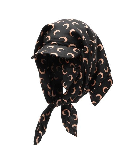 MARINE SERRE Black Moon Silk Veiled Cap