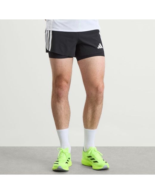 Adidas Originals Black Adizero Running 2-In-1 Gel Pocket Shorts for men