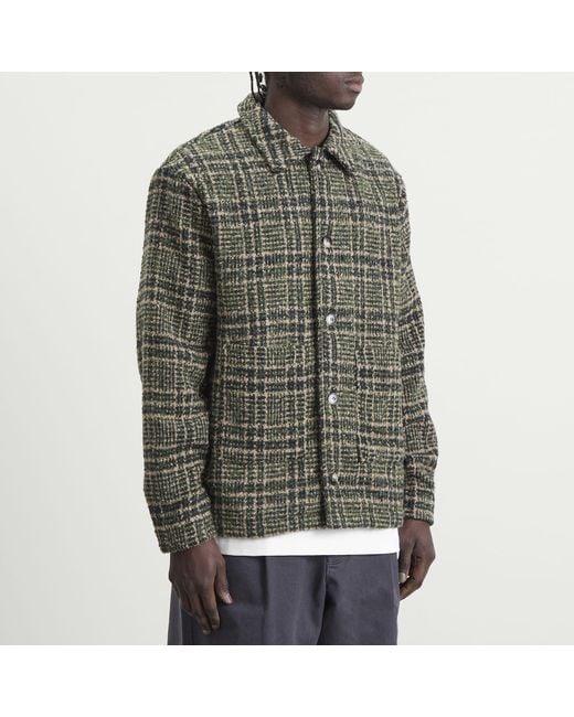 BOUND Green Textured Woven Overshirt for men