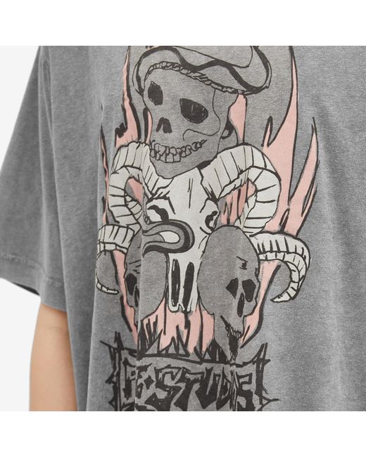 Acne Gray Edra Skull T-Shirt for men