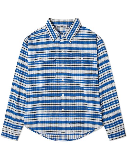 Cole Buxton Blue Ss24 Flannel Check Shirt for men