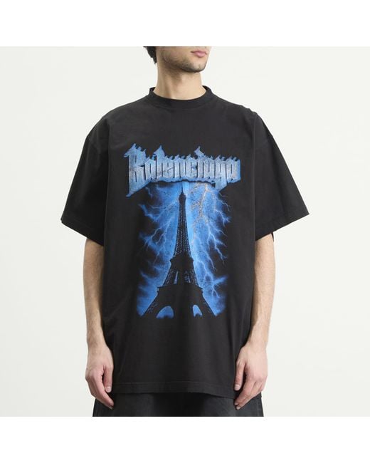 Balenciaga Black Metal Merch Paris Oversized T-Shirt for men
