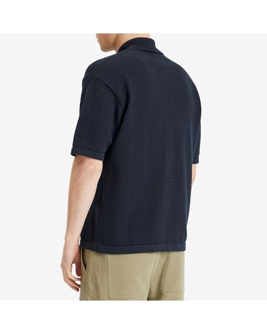 Oliver Spencer Blue Short Sleeve Mawes Knited Shirt for men