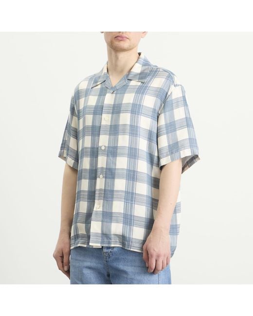 Jil Sander Blue Boxy Fit Short Sleeve Shirt Check Shirt for men