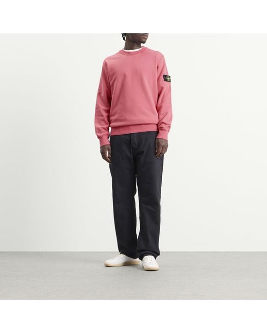 Stone Island Pink Organic Cotton Fleece Sweatshirt for men