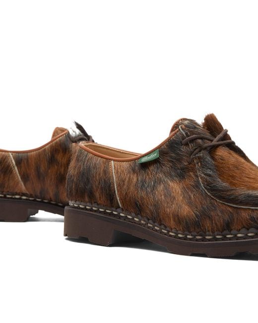 Paraboot Brown Michael Cow Hair Leather Lace Up Derby Shoe