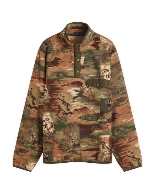 Polo Ralph Lauren Brown Ski Camo Fleece Pullover Jacket for men