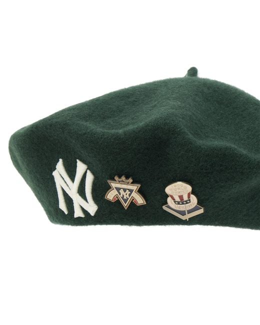 KTZ Green New York Yankees Pin Wool Beret
