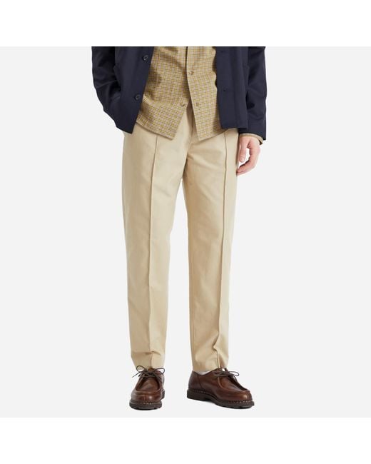 A.P.C. Natural Pieter Textured Cotton Pin Tuck Pleat Trousers for men