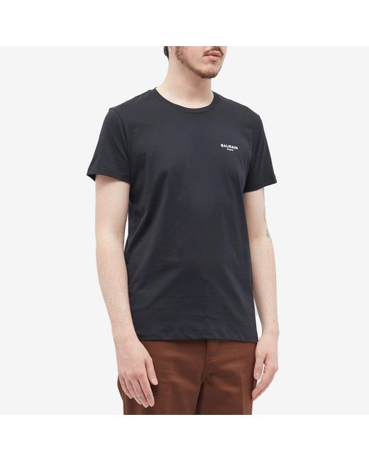 Balmain Black Flock Logo T-Shirt for men