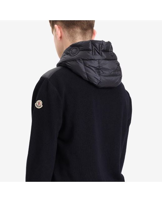 Moncler Black Hybrid Zip Through Hooded Jacket for men