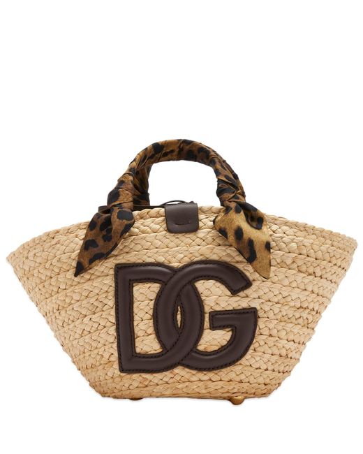 Dolce & Gabbana Brown Leopard Logo Basket Bag