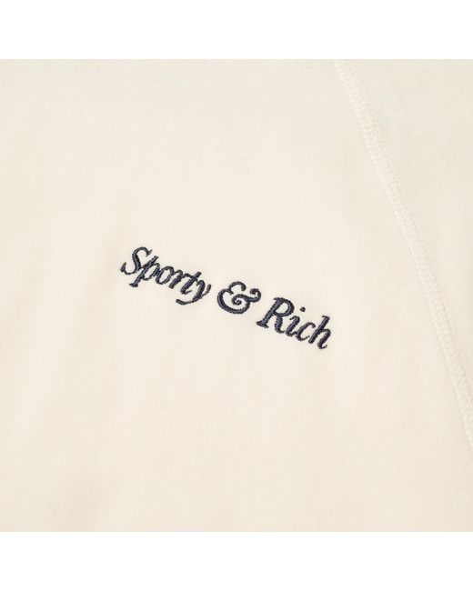 Sporty & Rich White Italic Logo Raglan Crew Sweat
