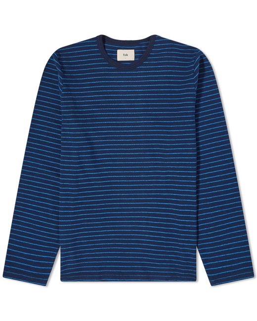 Folk Blue Long Sleeve Striped T-Shirt for men