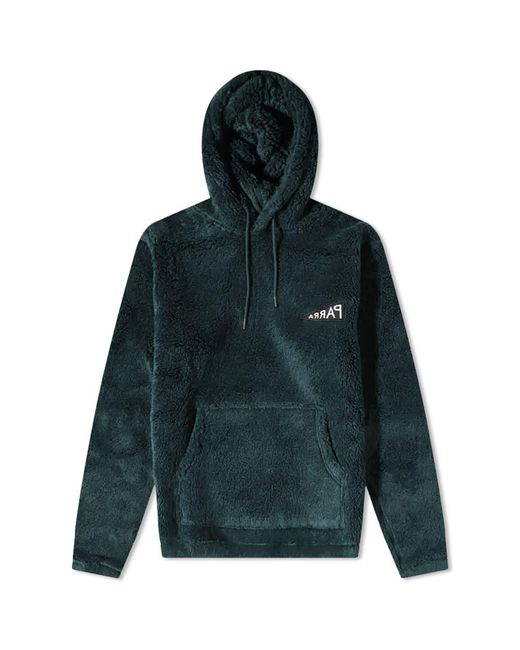 by Parra Green Mirrored Flag Sherpa Fleece Hoodie for men
