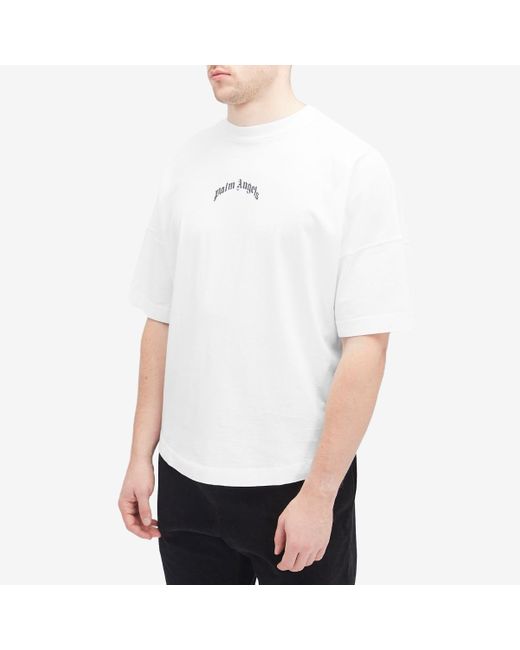 Palm Angels Black Curved Logo T-Shirt for men